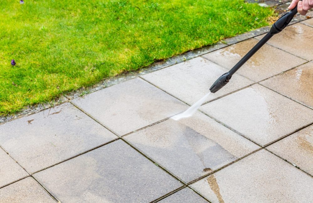 Detail,Of,Cleaning,Terrace,With,High-pressure,Water,Blaster,,Cleaning,Dirty